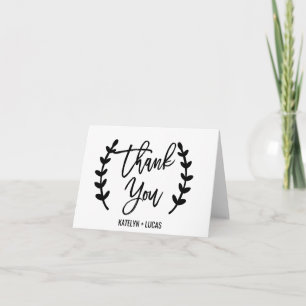 Chic White Black Olive Branches Thank You Card