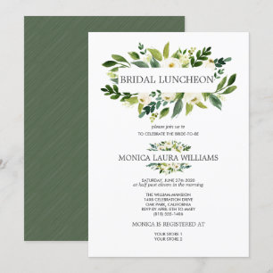 Chic White Bloom Bridal Luncheon Wedding Invitation