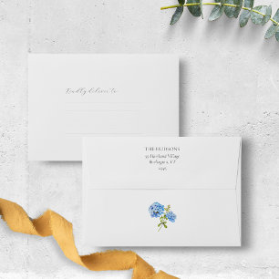 Chic White Blue Floral Hydrangea Event Wedding  Envelope