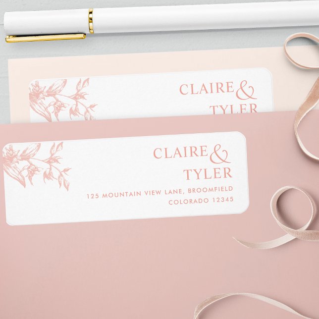 Chic White, Blush and Peach Wedding Return Address (Creator Uploaded)