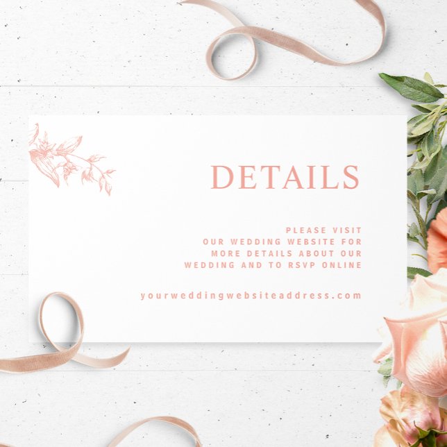 Chic White, Blush, Peach Wedding Website / Details Enclosure Card (Creator Uploaded)