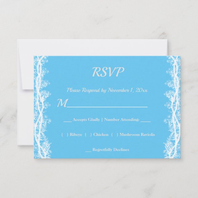 Chic White Botanical Border Wedding RSVP Card (Front)
