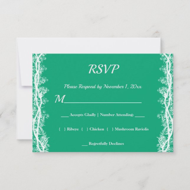 Chic White Botanical Border Wedding RSVP Card (Front)