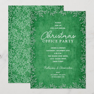 Chic White Botanicals Green Christmas Invitations