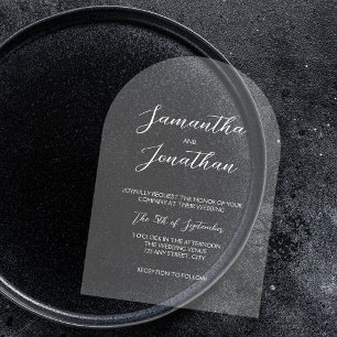 Chic White Calligraphy Script Arch Wedding  Acrylic Invitations
