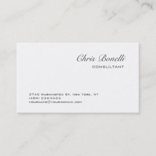 Chic White Contemporary Trendy Business Card