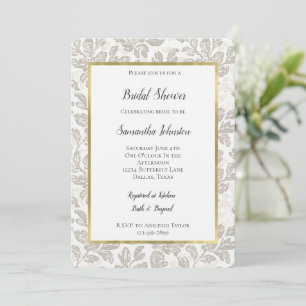 Chic White Cream Floral Bridal Shower Invitation