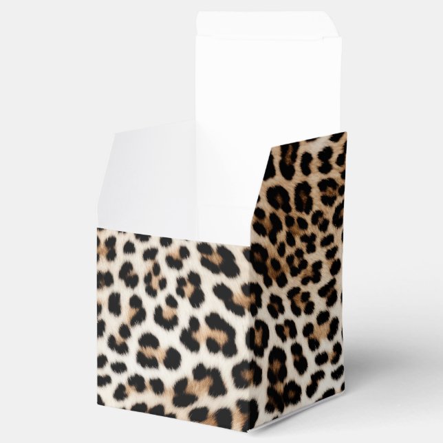 Chic White Cream Leopard Print Favour Box (Opened)