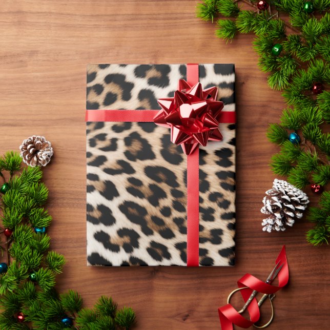 Chic White Cream Leopard Print Wrapping Paper (Holiday Gift)