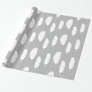 Chic White Feathers Birthday Wrapping Paper
