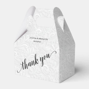 Chic White Filigree Wedding Thank You Favour Box