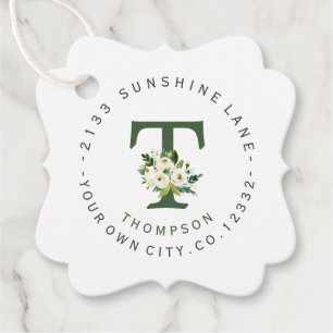 Chic White Floral Circular Address Label Wedding