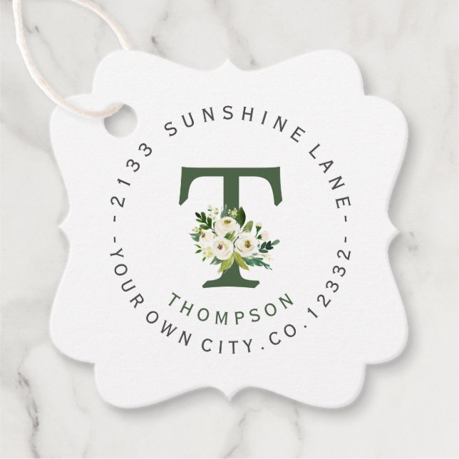 Chic White Floral Circular Address Label Wedding (Front)
