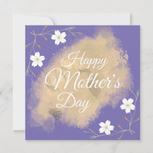 Chic white floral elegant purple mother's day holiday card