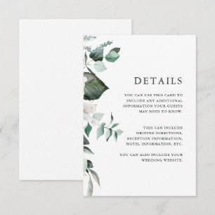 Chic White Floral Guest Information Enclosure Card