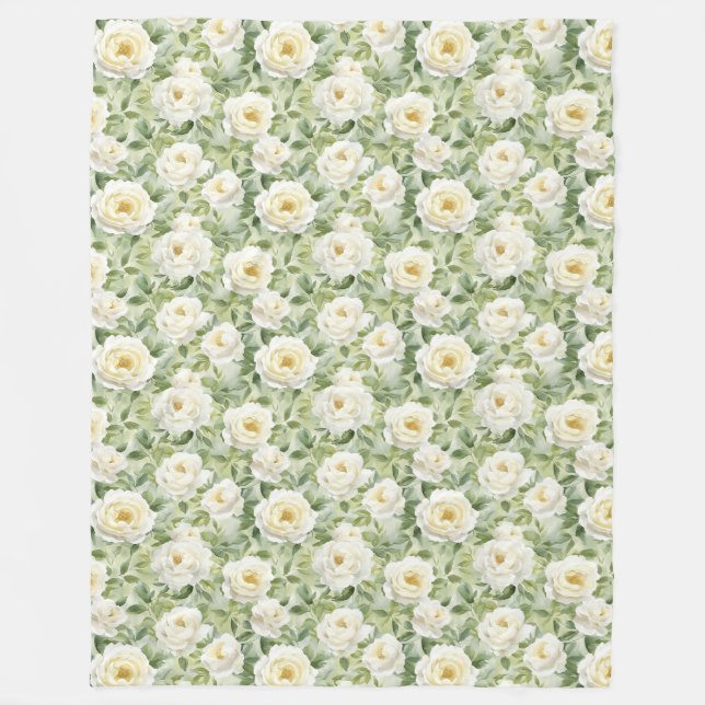 Chic White Flowers Bridal Shower Fleece Blanket (Front)