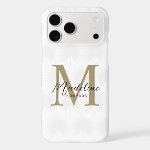 Chic White Gold Anahaw Leaf Script Monogram
