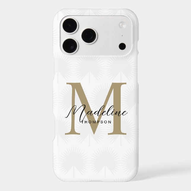Chic White Gold Anahaw Leaf Script Monogram (Back)