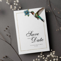 Chic white gold colourful hummingbird Save The Dat