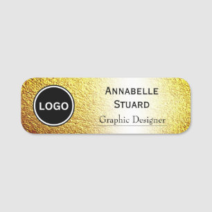 Chic White Gold Corporate Employee Name Tag
