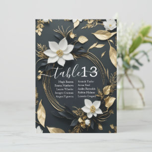 Chic White Gold Floral Wreath Wedding Table Number