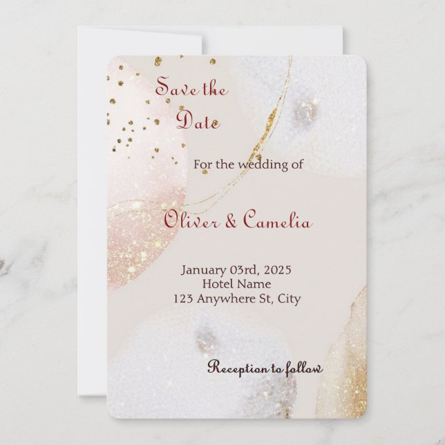 Chic White & Gold Marble Wedding Invitation (Front)