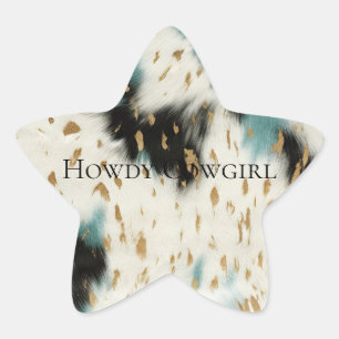 Chic White Gold Turquoise Black Cowhide  Star Sticker