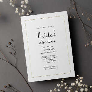 Chic white gold vintage calligraphy Bridal Shower Invitation