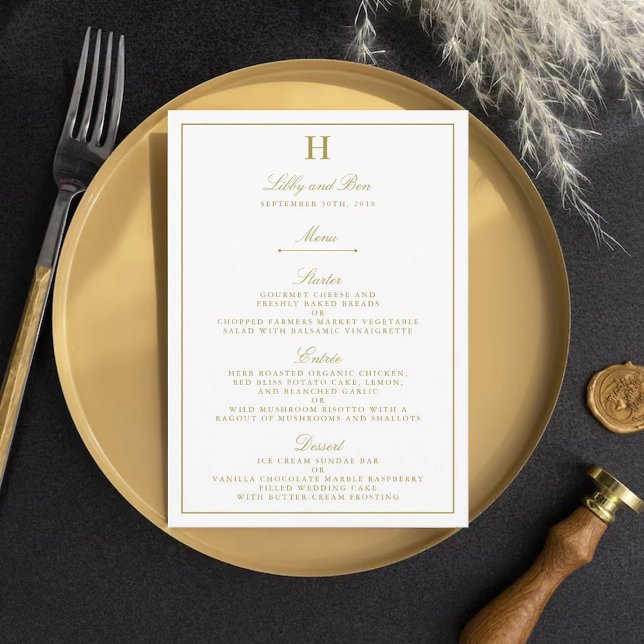 Chic White & Gold Wedding Menu Template (Creator Uploaded)