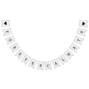 Chic White & Grey Marble Wedding Forever Bunting