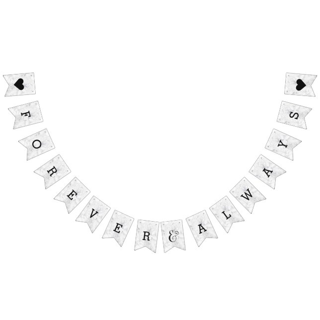 Chic White & Grey Marble Wedding Forever Bunting (All)