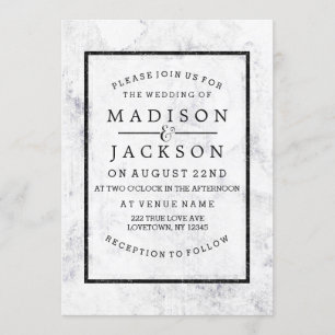 Chic White & Grey Marble Wedding Invitations