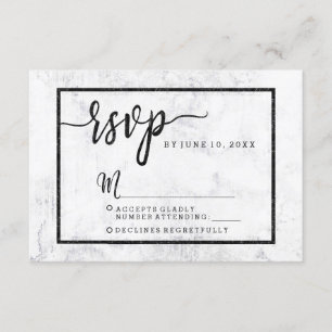 Chic White & Grey Marble Wedding RSVP Response