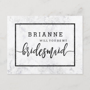 Chic White & Grey Marble Will You Be My Bridesmaid Invitation