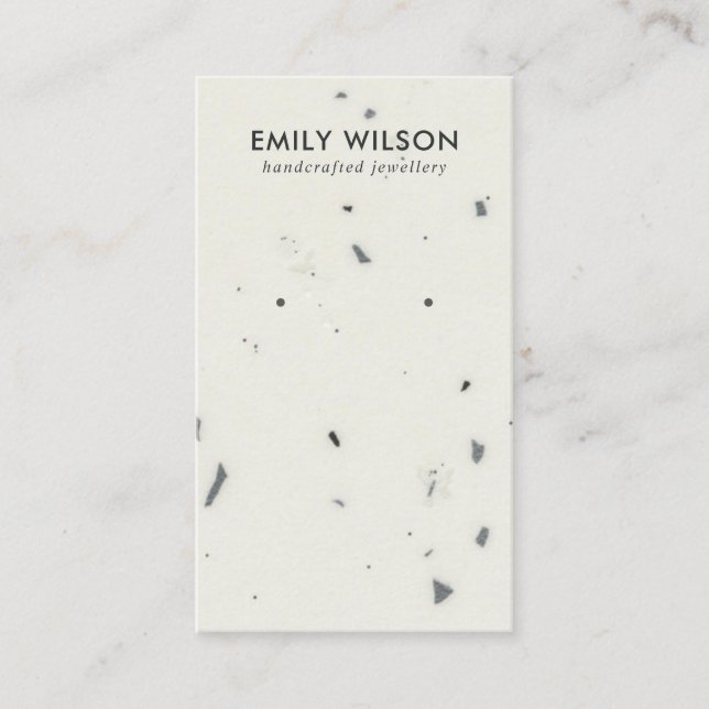CHIC WHITE GREY TERRAZZO STUD EARRING DISPLAY CARD (Front)