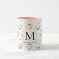 Chic White Heart Ornaments Monogram
