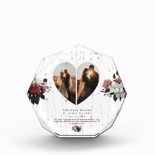 Chic White Heart Shaped Photo Custom For Couples Block