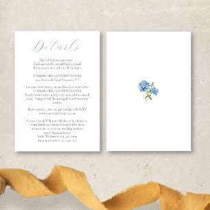 Chic White Hydrangea   Wedding Details Info Card