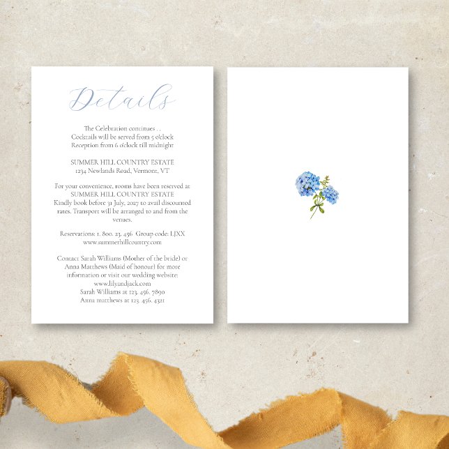 Chic White Hydrangea | Wedding Details Info Card (Creator Uploaded)