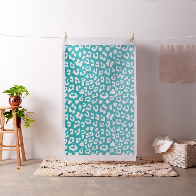 Chic White Leopard Spots on Turquoise Fabric (In Situ)
