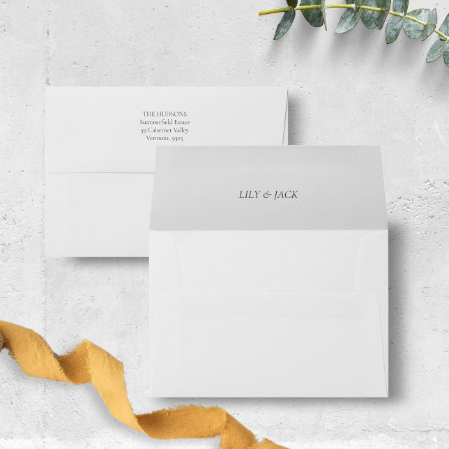 Chic White Lined Couple Names Event Wedding  Envelope (Creator Uploaded)