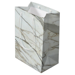 Chic white marble, granite texture medium gift bag