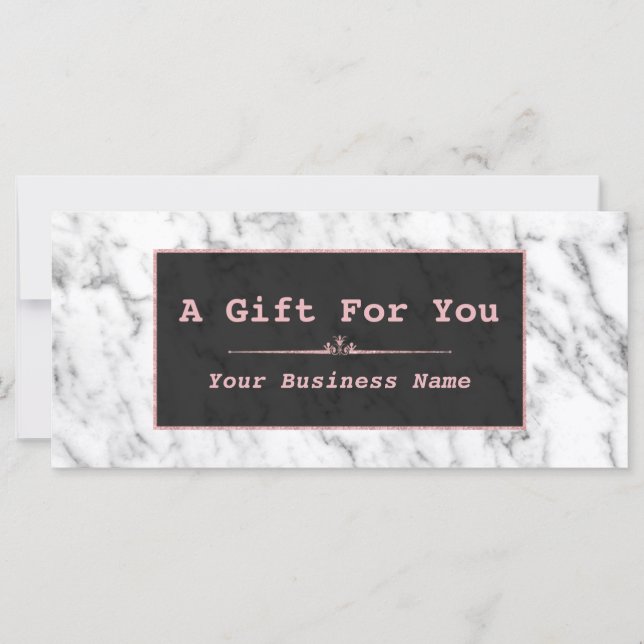 Chic White Marble Rose Gold Gift Certificate (Front)