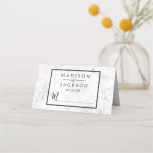 Chic White Marble Table Number Seating Name Place Card