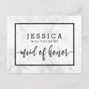 Chic White Marble Will You Be My Maid of Honour Invitation