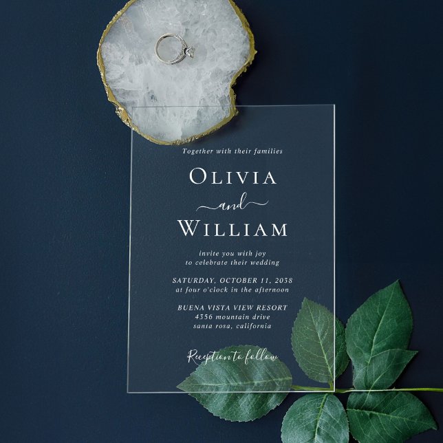 Chic White Minimalist Wedding Acrylic Invitations (Make your wedding unforgettable with stunning acrylic invitations—modern, elegant, unique!)