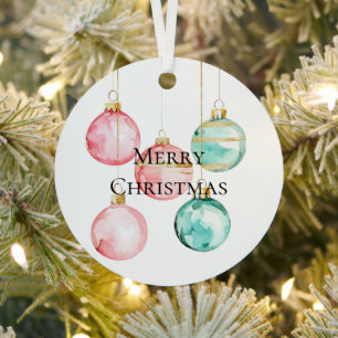 Chic White Mint Pink Gold Christmas Ornaments