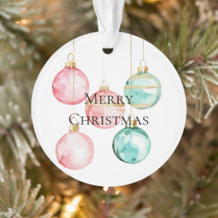 Chic White Mint Pink Gold Christmas Ornaments