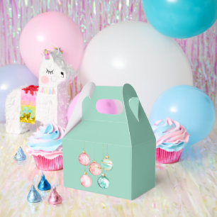 Chic White Mint Pink Gold Christmas Ornaments Favour Box