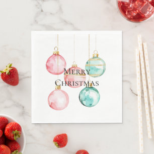 Chic White Mint Pink Gold Christmas Ornaments Napkin